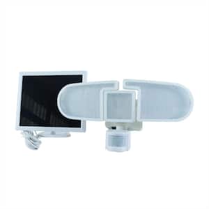 205 White Triple Head Solar Motion Activated Outdoor Integrated LED Security Flood Light