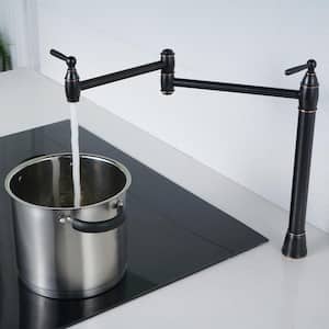 Deck Mounted Pot Filler Faucet with Double Handle in Oil Rubbed Bronze