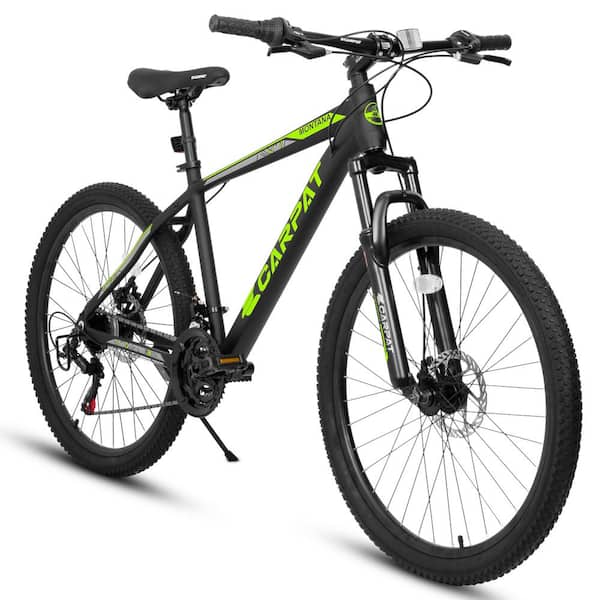 Huluwat 26 in. Adult Aluminum Frame Shock Absorbing Bike, 21-Speed Disc Brake Mountain Bike in Green
