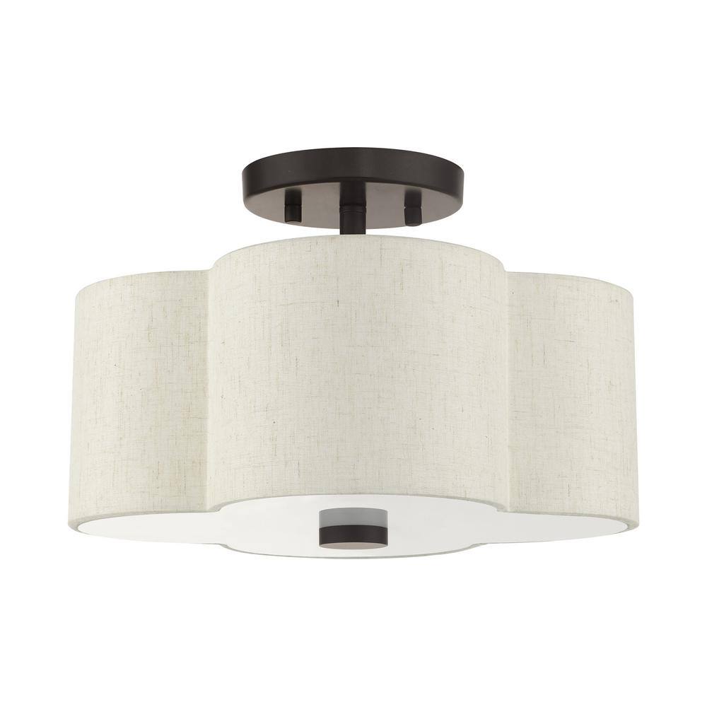 English Bronze Quatrefoil Semi-Flush Mount Ceiling Light