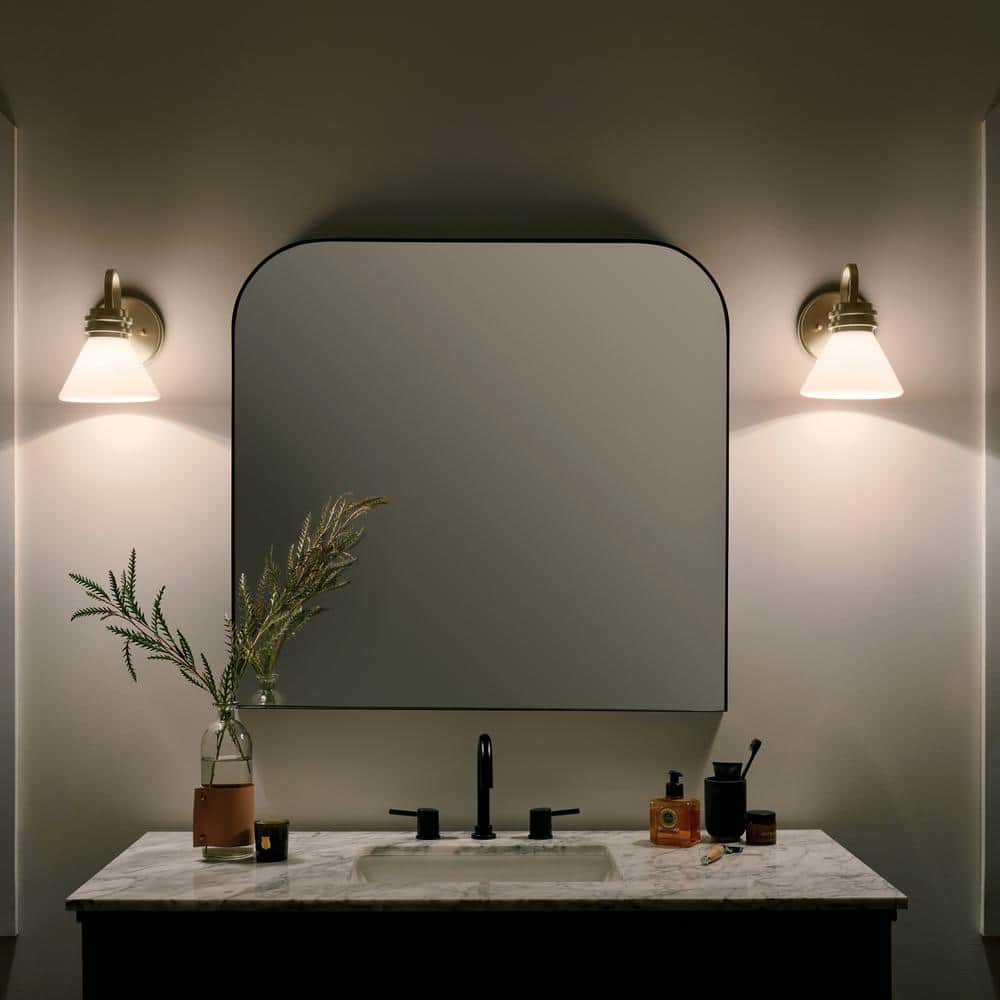 Champagne Bronze Direct Wired Electric Wall Sconce with Opal Glass Shade