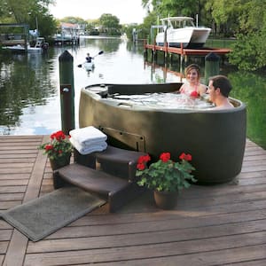 Premium 300 2-Person Plug and Play Hot Tub with 20 Stainless Jets, Heater, Ozone and LED Waterfall in Brownstone