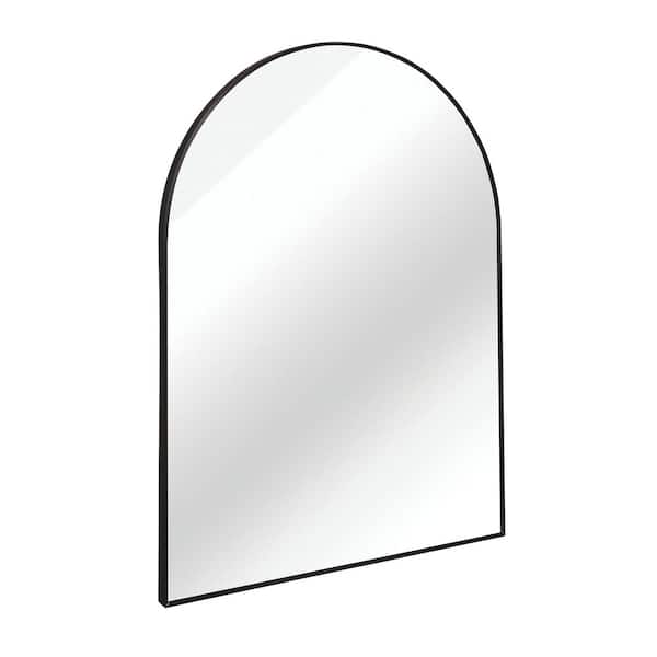 Unbranded Banbury 30 in. W x 40 in. H Arched Framed Tilt Wall Bathroom Vanity Mirror in Brushed Nickel