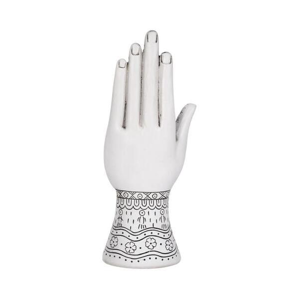 Liv & Skye White 10 in. Resin Tattoo Hand Sculpture 18106-02 - The