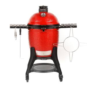 Classic Joe III 18 in. Charcoal Grill in Red with Cart, Side Shelves, Grill Gripper, and Ash Tool