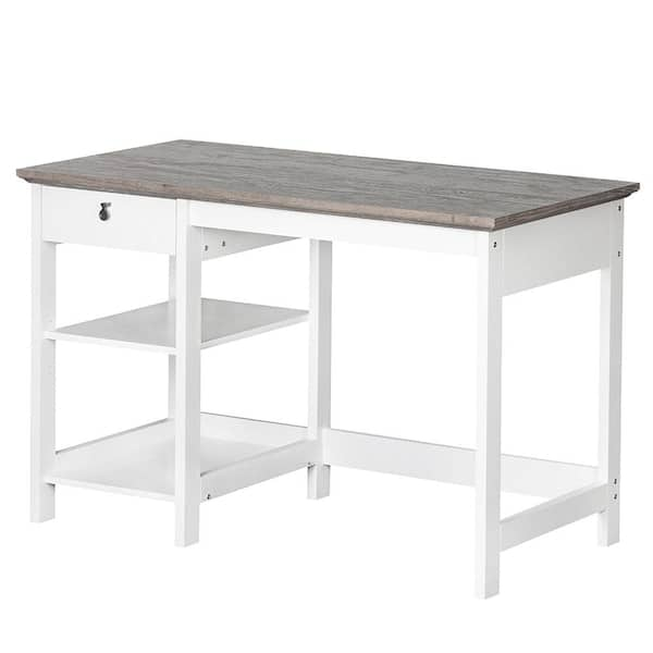 Saint Birch Finley 59-inch Writing Desk, White/Gray Oak