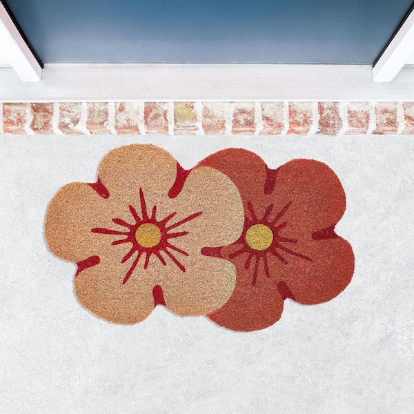 VCNY Home Pink Flower Shape Border Indoor/Outdoor 18 in. x 30 in