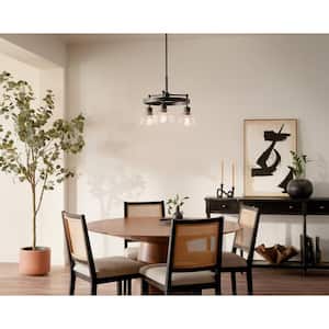 Eastmont 23.25 in. 3-Light Black Vintage Industrial Shaded Circle Chandelier for Dining Room