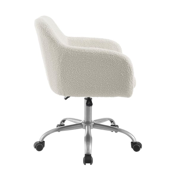 Linon Home Decor Barnes Cream Sherpa Upholstered 17 in. - 21 in. Adjustable Height Office Chair