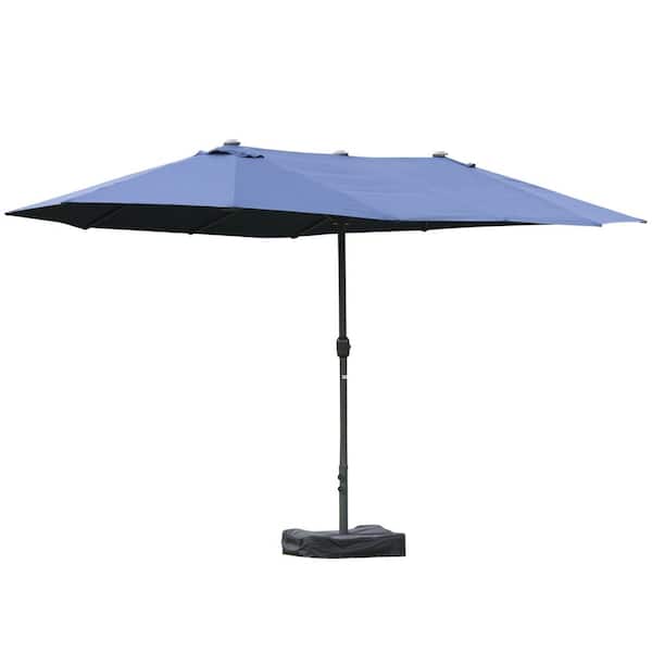 Outsunny 8.9 ft. Steel Manual Crank Patio Market Umbrella in Dark Blue