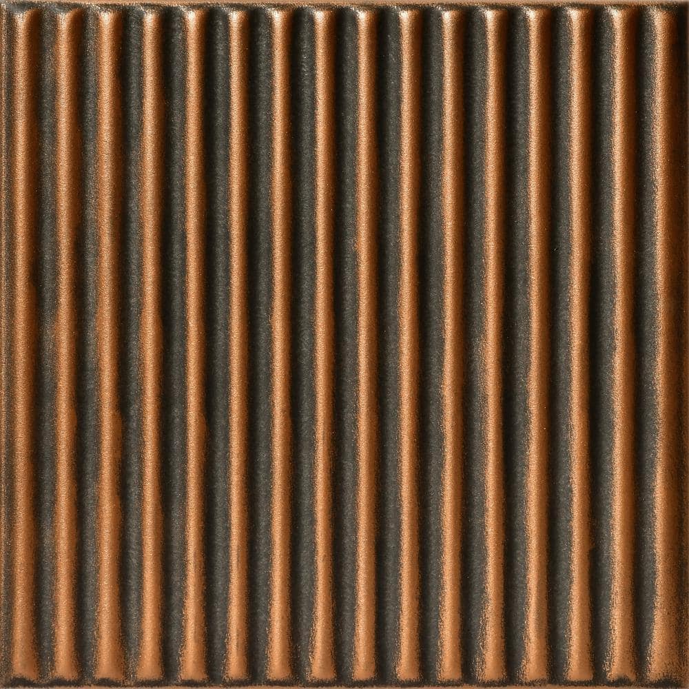 Corrugated Antique Bronze 1.6 ft. x 1.6 ft. Decorative Foam Glue Up Ceiling