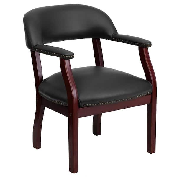 Flash Furniture Vinyl Cushioned Side Chair in Black