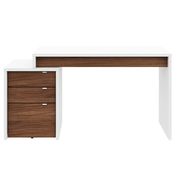 Nexera Liber-T 47.75 in. W Rectangular White Melamine and Walnut