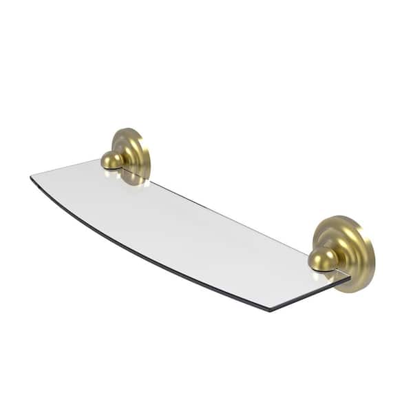 Allied Brass Prestige Que New 18 in. L x 3 in. H x 5 in. W Clear Glass Bathroom Shelf in Satin Brass