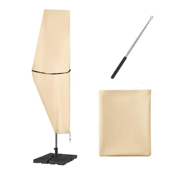 SVOPES Banana Style Patio Umbrella Cover Windproof 420 D Oxford Cloth UV Resistant Beige Storage Bag Included 13 ft. Max