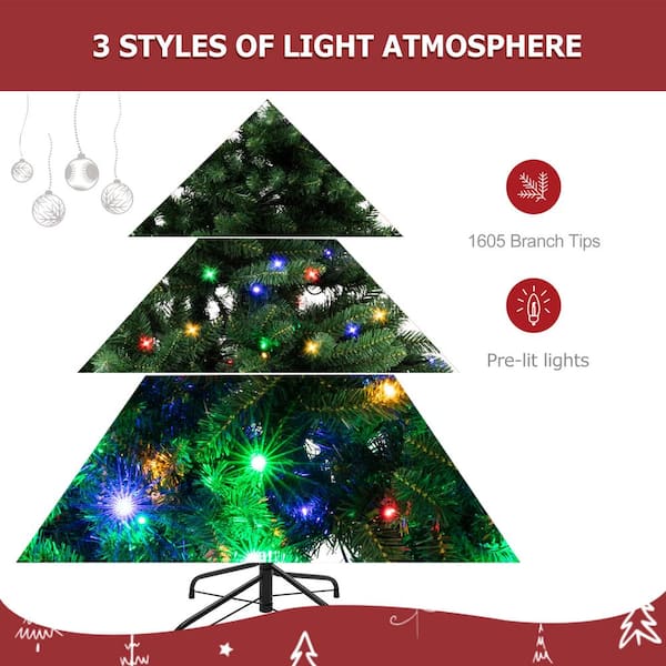 7Ft Pre-lit Artificial Christmas Trees Xmas Detachable Tree with 1000  Branch Tips Decoration with DIY 450 LED Lights 8 Lighting Modes 