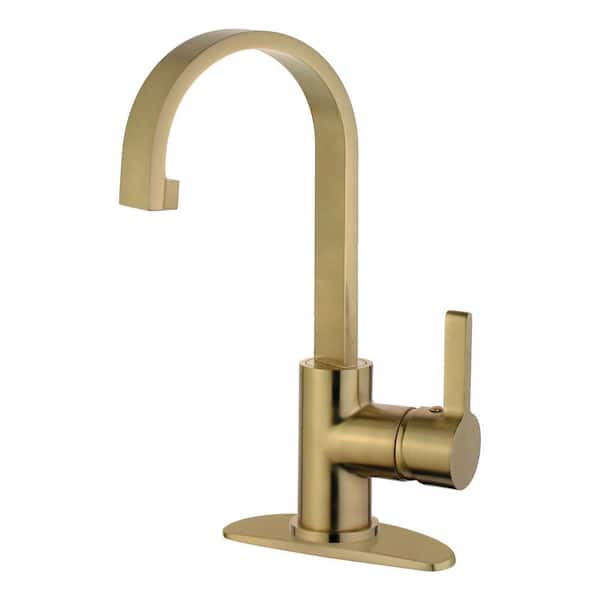 Kingston Brass Continental Single-Handle Single Hole Bathroom Faucet in Brushed Brass