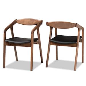 Harland Black and Walnut Brown Dining Chair (Set of 2)