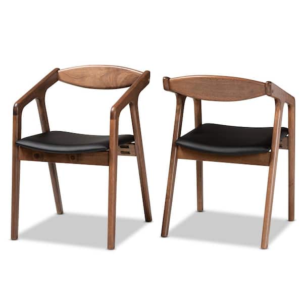 Baxton Studio Harland Black and Walnut Brown Dining Chair (Set of 2)