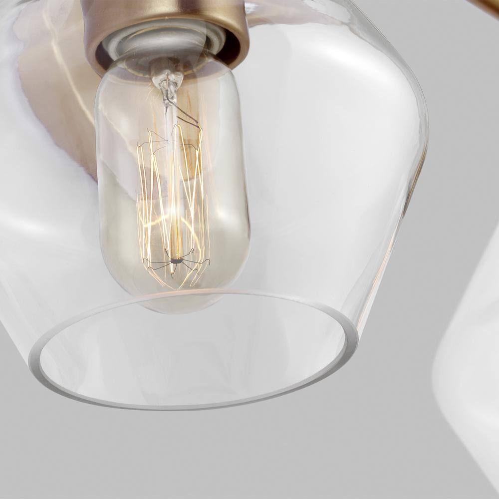 Jett 17" Satin Brass Vanity Light with Clear Glass Shades