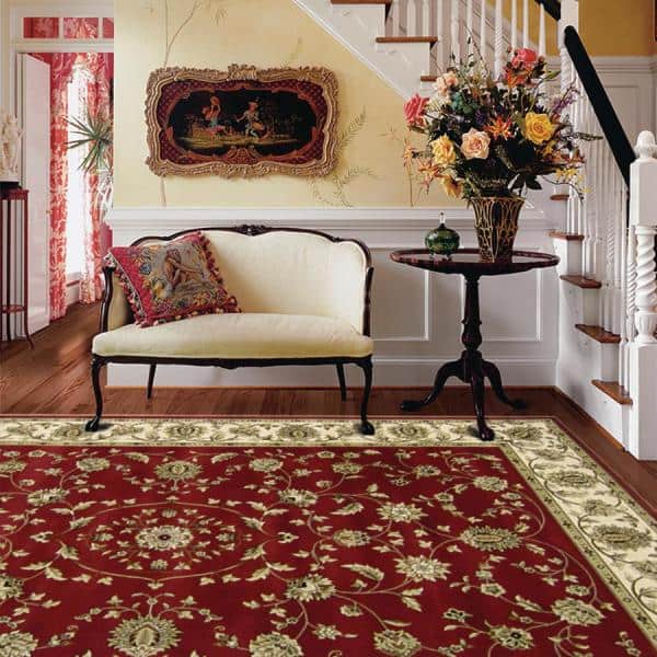 Kurdamir Damask 8 ft. x 11 ft. Crimson Area Rug