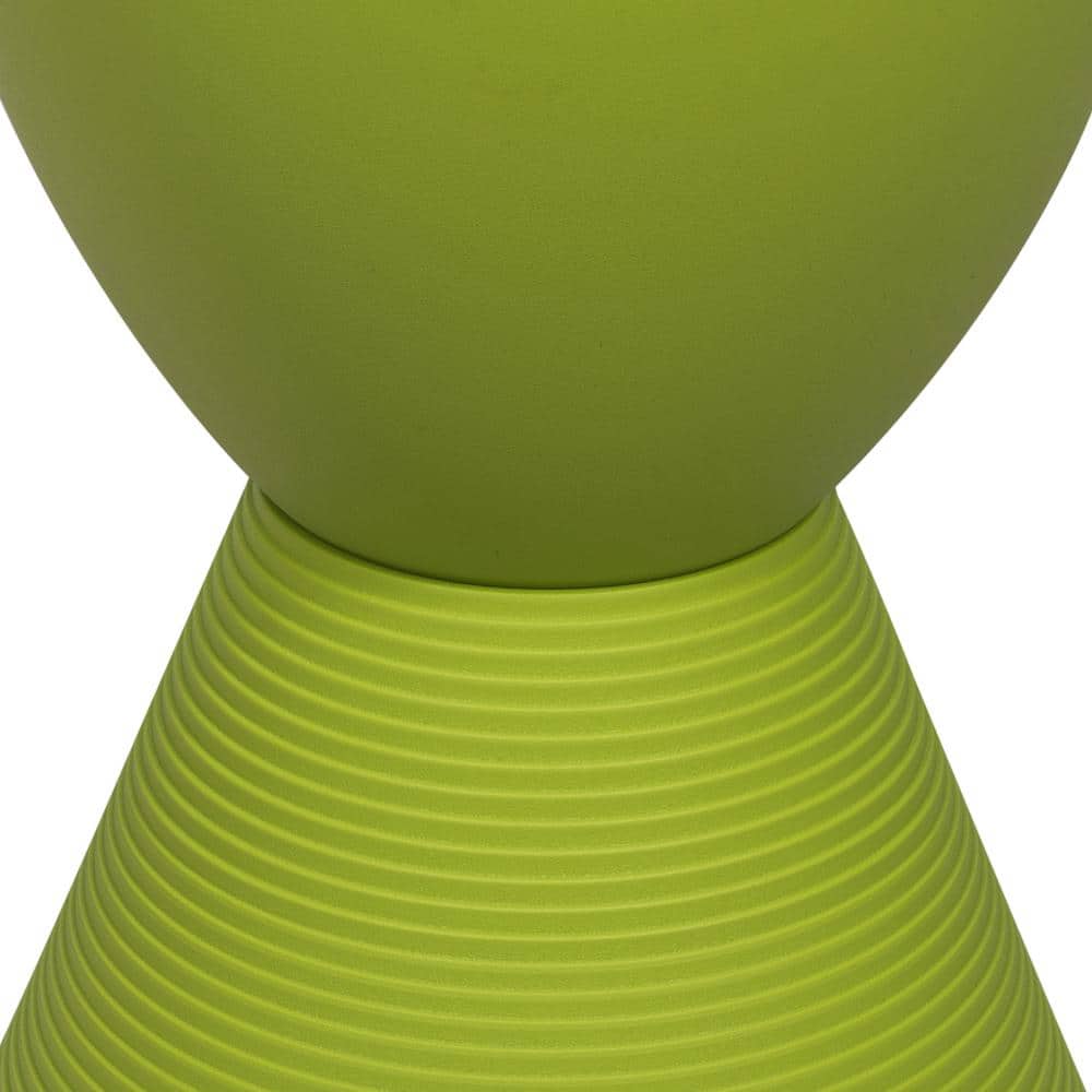 Modern Round Boyd Green Plastic Side Table with Ribbed Leg