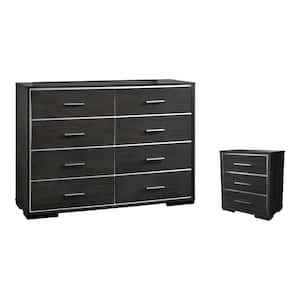 Magda Warm Gray 3-Drawer 23.38 in. Nightstand and Dresser