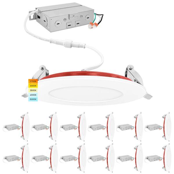 Maxxima 4 in. Ultra Thin LED Downlight, Slim Recessed Canless Light, IC  Rated, 750 Lumens, 5 CCT, Dimmable, J-Box Included MRL-S40905 - The Home  Depot