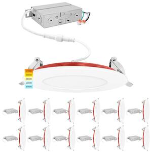 4 in. Ultra Thin Canless Integrated LED Fire Rated Recessed Light 5CCT New Construction 800-Lumens Dimmable (12-Pack)