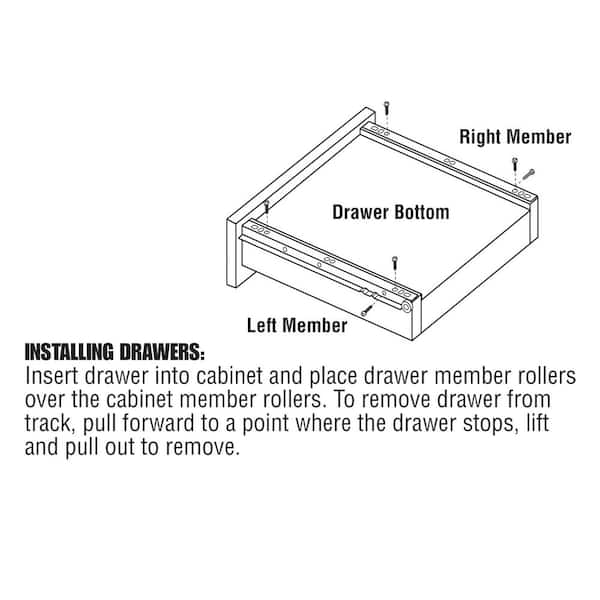 19-3/4 in. White Painted Steel Bottom-Mount Self-Closing Drawer Slides (1-pair)