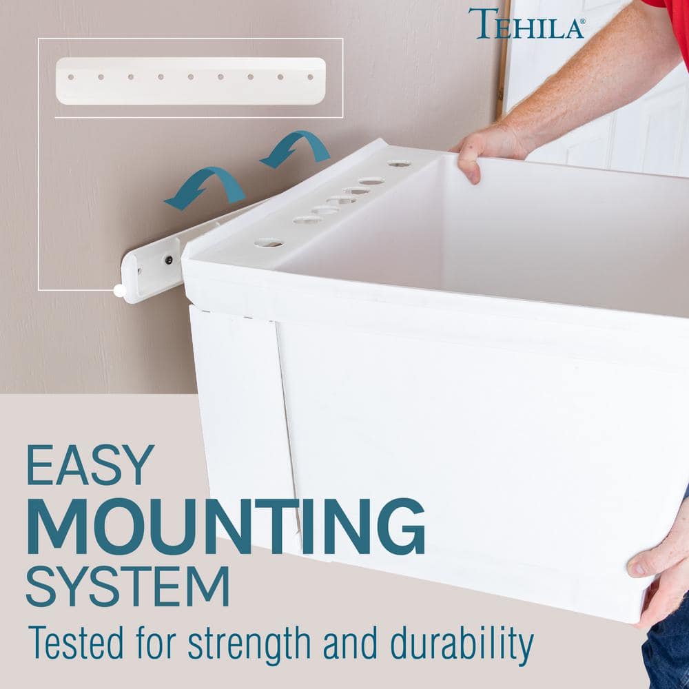 White Wall-Mounted Utility Laundry Sink with Drain Kit