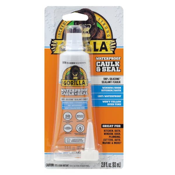 Gorilla 2.8 Oz. Waterproof Caulk and Seal 100% Silicone Sealant White (6-Pack)