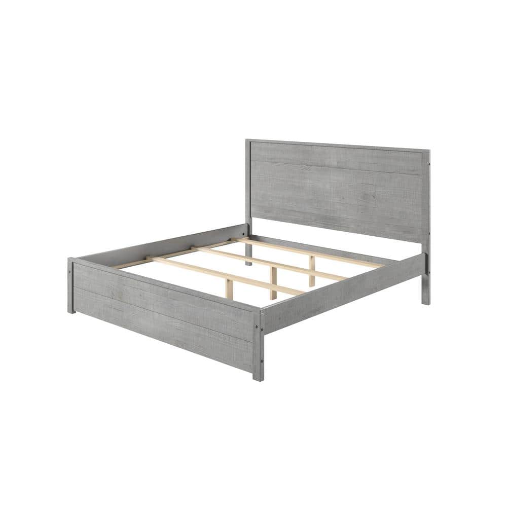 Hampton Driftwood King Size Pine Wood Bed with Headboard