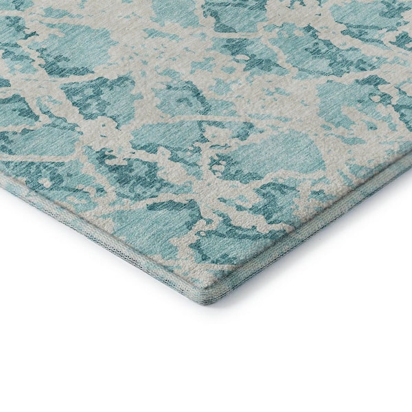 Mayfield Premium Machine Washable Abstract AMF969 Teal 1 ft. 8 in. x 2 ft. 6 in. Area Rug