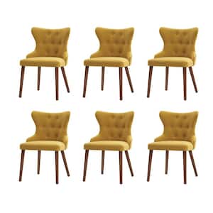 Susana Mustard Mid-century modern Dining Chair with Button-tufted Set of 6