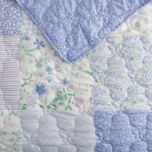 Laura Ashley Parker Patchwork 2-Piece Microfiber Purple Twin Quilt