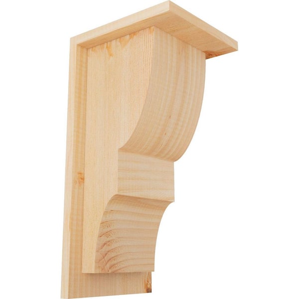 Ekena Millwork 7-1/2 in. x 8 in. x 16 in. Douglas Fir Ridgewood Smooth Corbel with Backplate