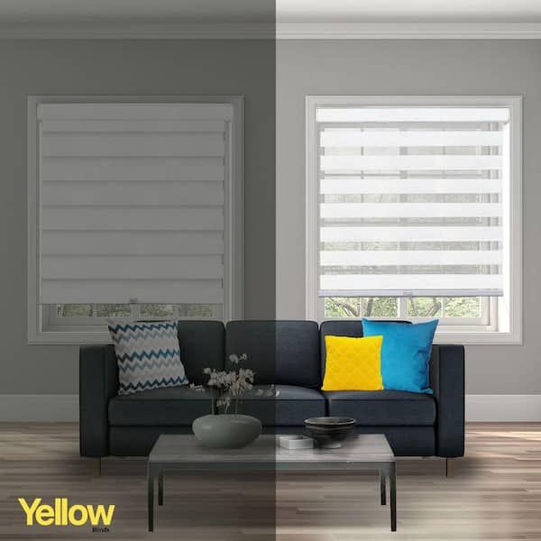 YELLOW BLINDS Cut-to-Width Burton Arctic, Cordless Dual Layer