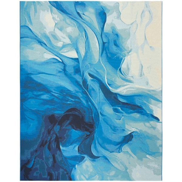 Color Splash Blue Ivory 9 ft. x 12 ft. Abstract Contemporary Area Rug