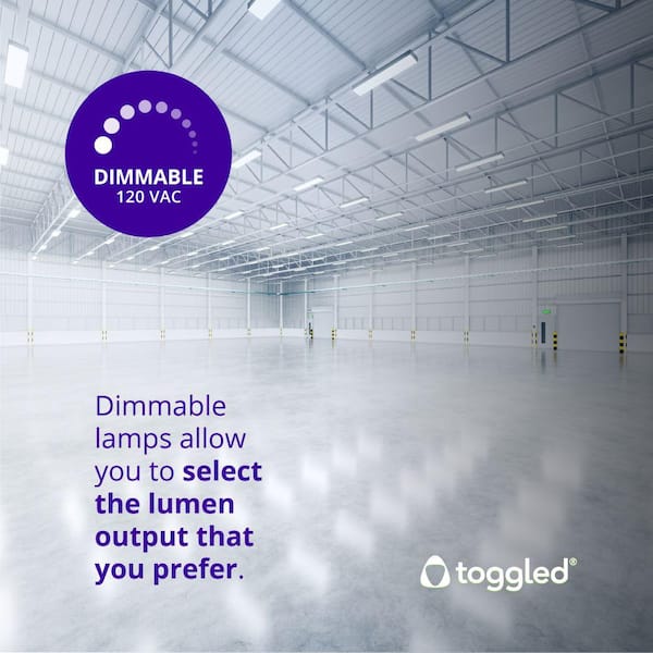 Toggled T8/T12, Dimmable, 4 ft. Direct-wire LED Tubes, 3000K – toggled