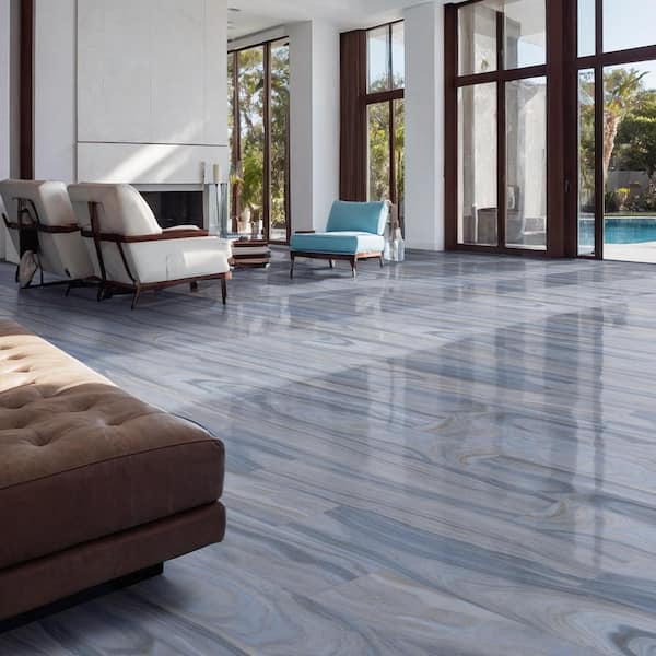 Dellano Exotic Blue 8 in. x 48 in. Polished Porcelain Wood Look Floor and Wall Tile (480.6 sq. ft./Pallet)