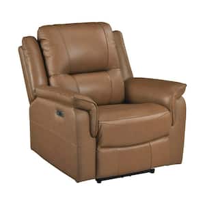 Lazzara Bergen Brown Faux Leather Power Recliner 9405BR-1PW - The