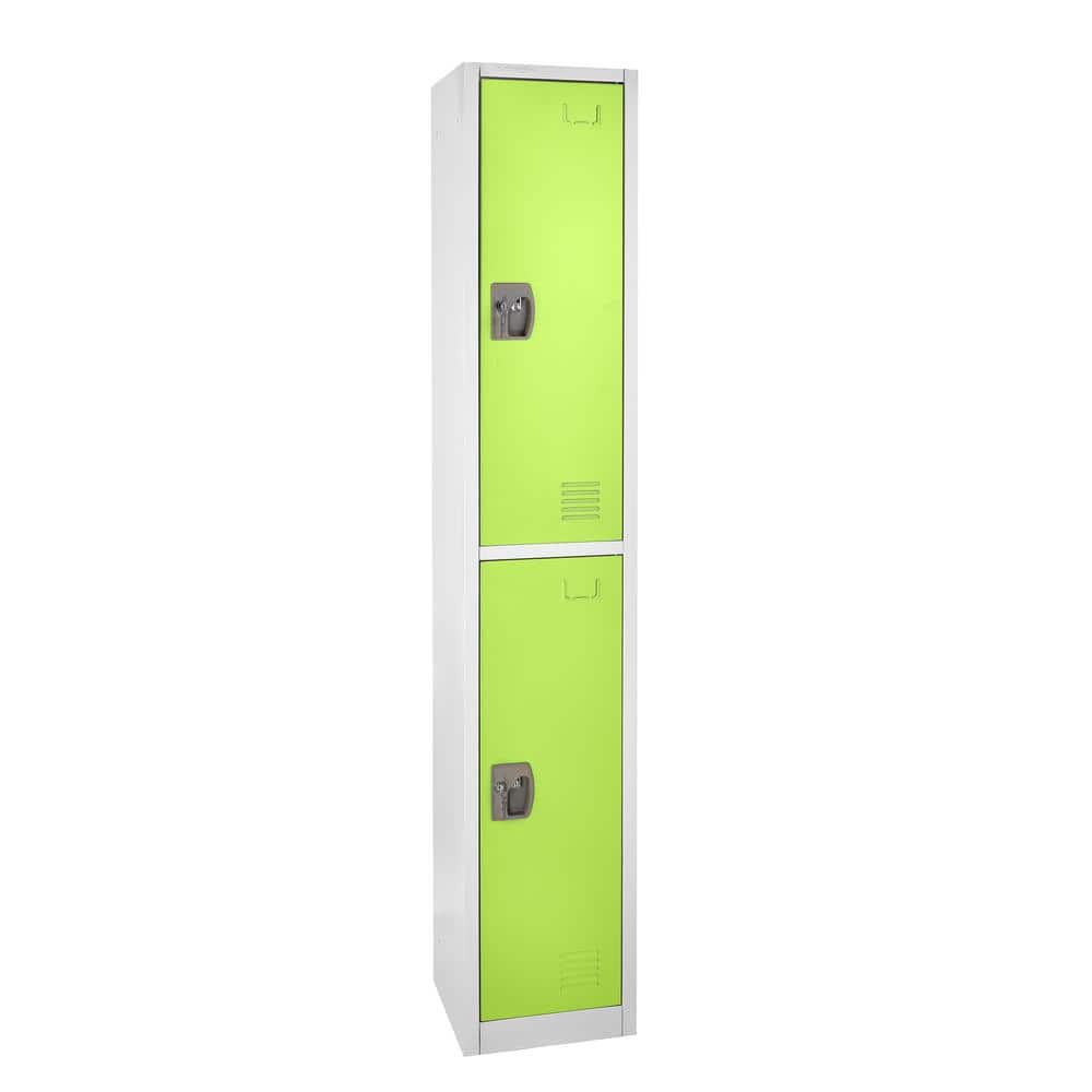 629-Series 72 in. H 2-Tier Steel Key Lock 2-Shelf Storage Locker Free Stand