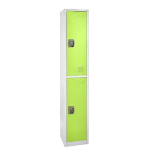 629-Series 72 in. H 2-Tier Steel Key Lock Storage Locker Free Standing Cabinets for Home, School, Gym in Green