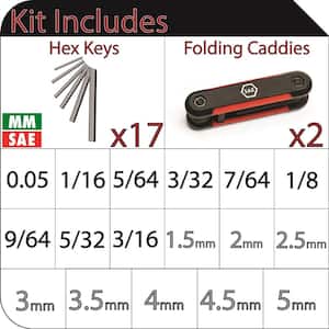 Mini Folding Hex Key Set (9-Piece SAE, 8-Piece MM)