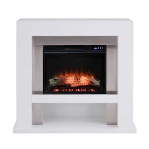 Alliane 44 in. Stainless Steel Surround Electric Fireplace in White