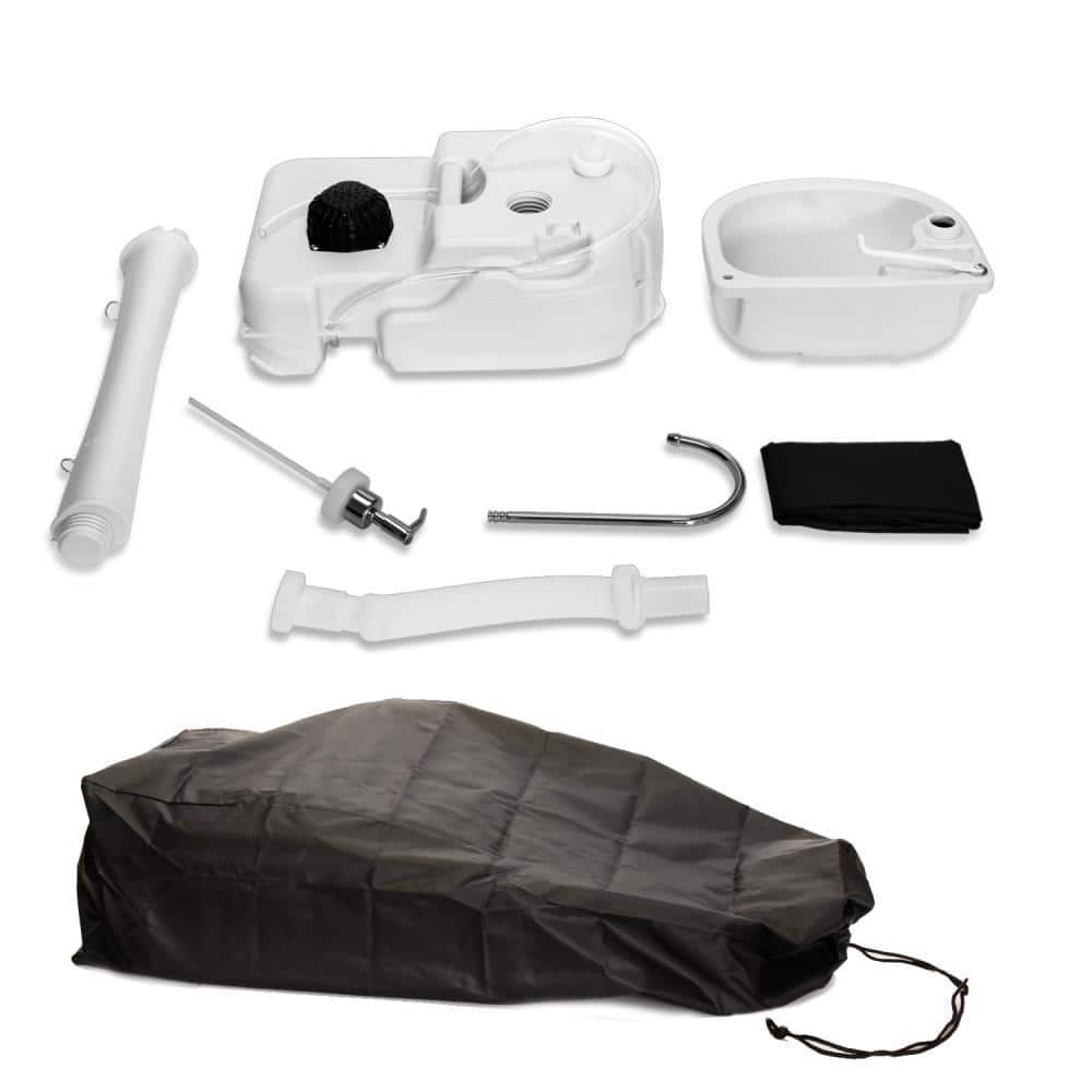 SereneLife White Portable Camping Sink with Foot Pump and Soap Dispenser