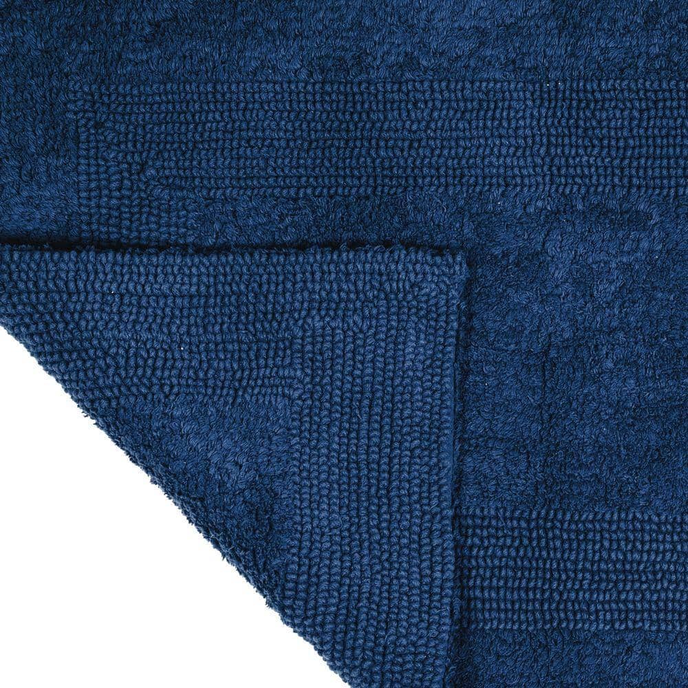 Coastal Comfort Cotton 24x60 Reversible Bath Runner in Navy
