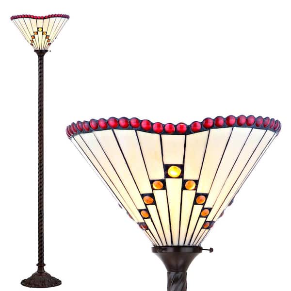 Smith Tiffany-Style 70.5 in. Bronze Torchiere Floor Lamp