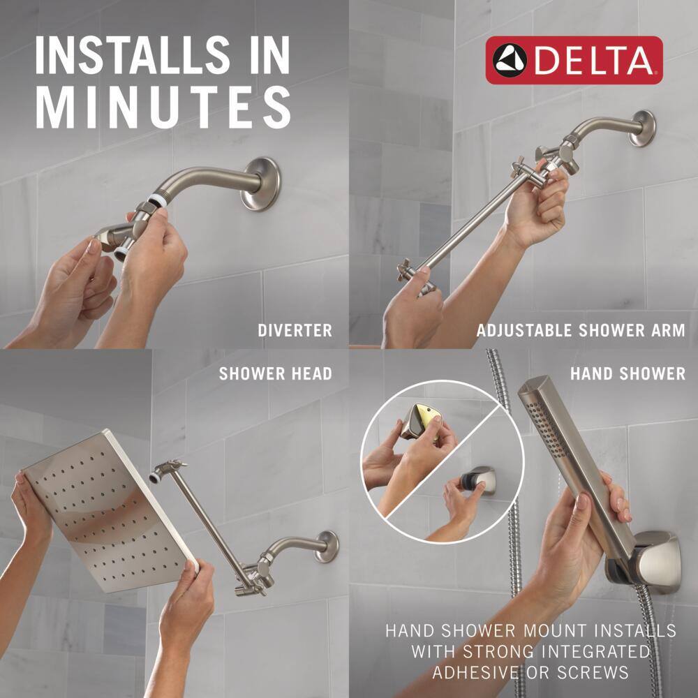 10-inch Spotshield Brushed Nickel Raincan Shower Head Combo
